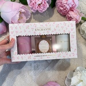 ENCHANTE Pink Vanilla & Amber Candle and Room Spray Set
